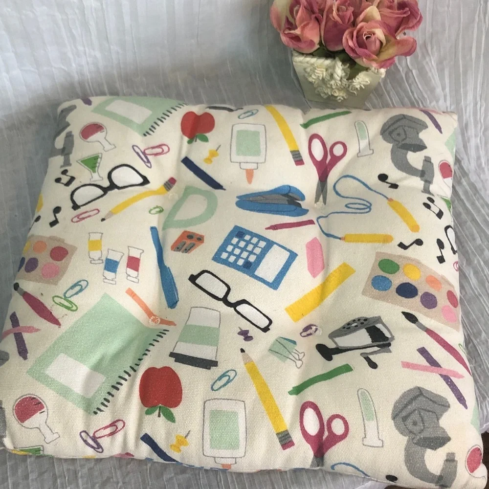 TEACHER SCHOOL inspired thick cushioned square seat cushion 14.5